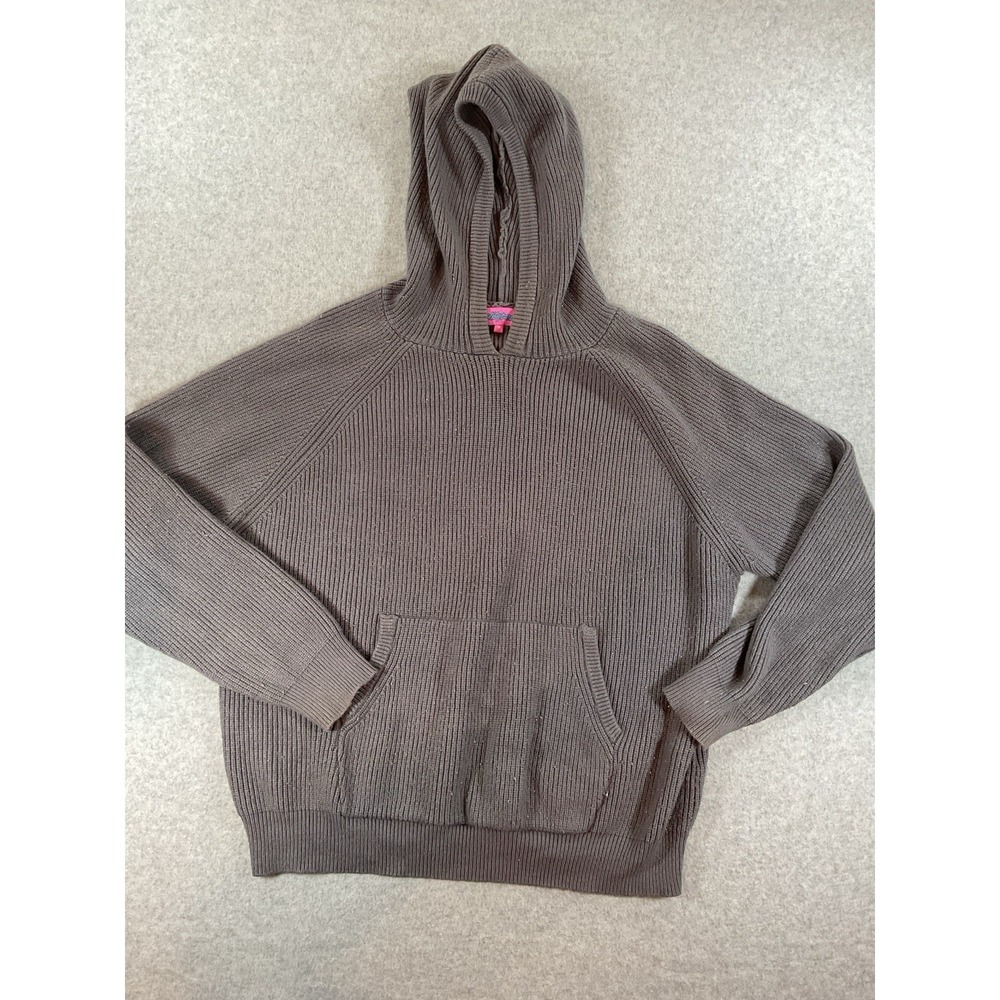 Edikted Women's Wynter Oversized Ribbed Knit Hoodie Gray Size M #451